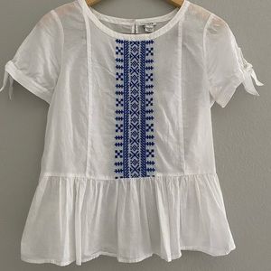 J. Crew Embroidered Peplum Top